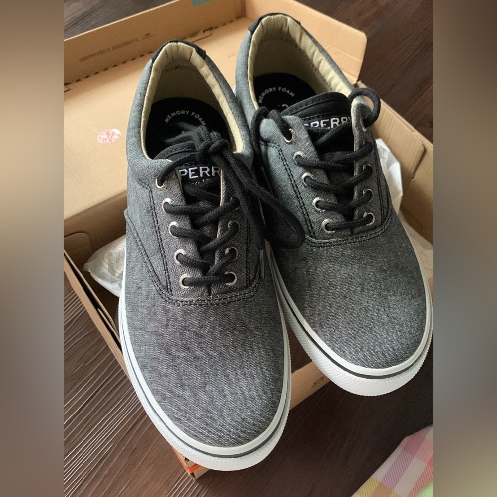 NIB Mens Sperry Shoes Halyard CVO Chambray Blk 8M $Firm price$